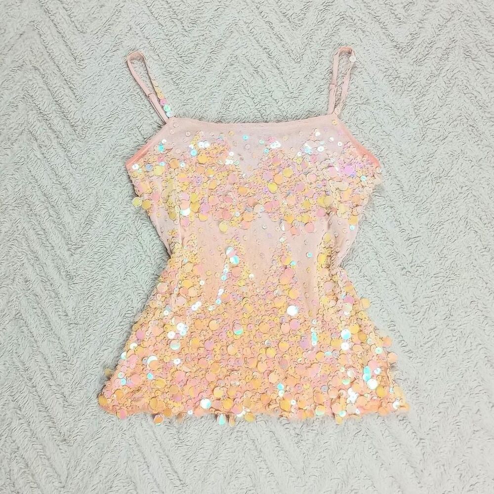 Y2K Ombre Iridescent Beaded Sequin Fairy Top